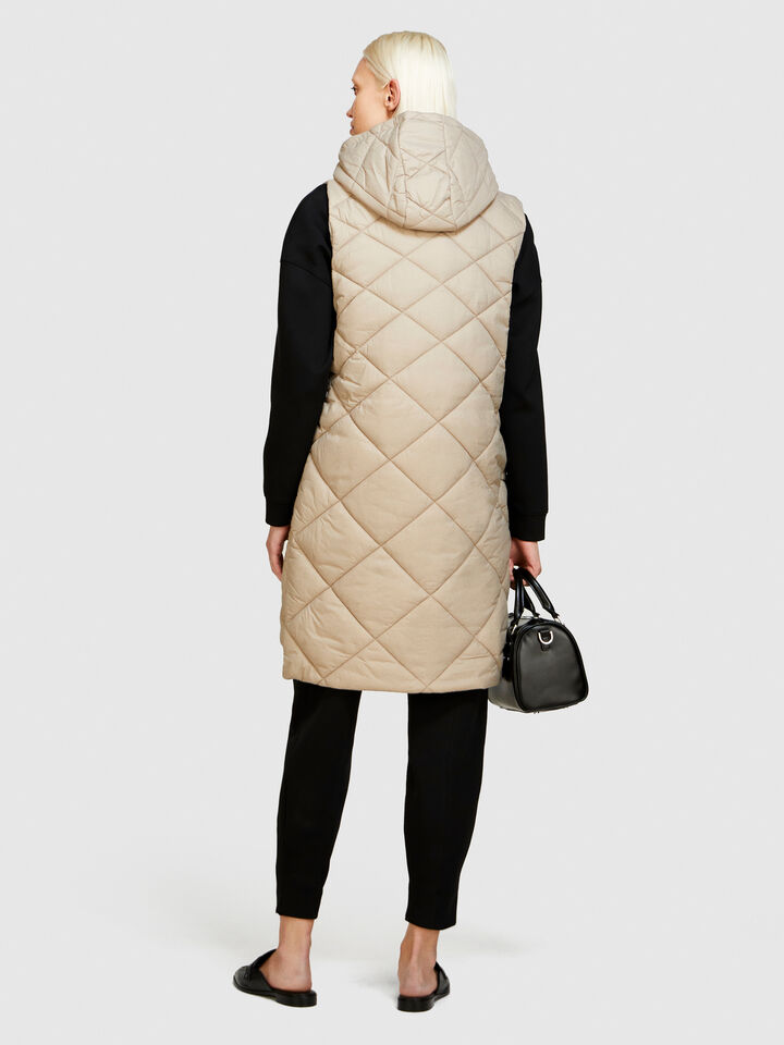 Long vest with hood - women's vests and sleeveless jackets - Beige | Sisley image number 3